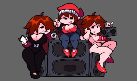 3girls falznovaz animated animated_gif ass auburn_hair bikini bouncing_breasts breasts cleavage clothed female female/female/female female_only friday_night_funkin friday_night_funkin_mod friday_night_trepidation gif girlfriend_(friday_night_funkin) grey_background heels holding_object huge_ass huge_breasts hypnos_lullaby hypnotizing_viewer idle_animation looking_at_viewer lullaby_girlfriend_(fnf) multiple_females multiple_girls no_bra red_bikini revealing_clothes sideboob teasing trepidation_gf_(friday_night_funkin)