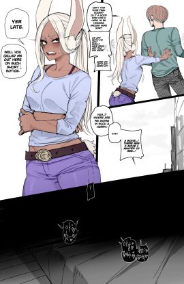 1boy 1girls big_breasts breasts bunny_ears bunny_girl bunnysuit female horny_female implied_sex male miruko my_hero_academia ratatatat74 rumi_usagiyama white-haired_female white_hair