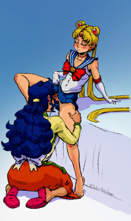 age_difference aged_up apron bishoujo_senshi_sailor_moon blonde_hair blue_hair blush closed_eyes cunnilingus female ikuko_tsukino implied_incest incest julesartstash kneeling mommy_kink mother_and_daughter no_panties partially_clothed pussy sailor_moon sailor_senshi_uniform self_upload skirt_lift slippers twintails usagi_tsukino wavy_hair yuri