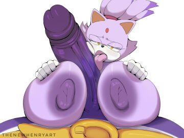 1boy 1girls absurdly_large_cock anthro anthro_on_anthro big_penis big_the_cat blaze_the_cat blowjob breasts cat_girl catgirl cock_worship dick enormous_breasts eyes_half_open female female_focus gigantic_breasts huge_breasts huge_cock large_breasts licking licking_penis long_penis looking_at_viewer male male/female massive_penis nipples paizuri paizuri_lead_by_female penis penis_awe purple_body purple_nipples seductive sega sonic_(series) sonic_adventure_2 sonic_the_hedgehog_(series) thenewhenryart titjob tongue tongue_out