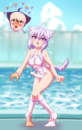 anthro aozame_takao black_clothing black_underwear blue_hair blue_tail blush bodily_fluids brown_hair bulge clothing crossdressing crossdressing_suit cum cumshot dildo dildo_in_mouth dildo_insertion ejaculation female forced_transformation futanari gender_transformation genital_fluids goo_transformation hair hololive human intersex intersex/female intersex/male latex latex_clothing latex_transformation male male/female mammal mask mask_transformation mtf_transformation mti_transformation nekomata_okayu okayu_nekomata omoi oral oral_penetration penetration pool purple_eyes sex_toy sex_toy_in_mouth sex_toy_insertion slime solo suiting tail transformation underwear virtual_youtuber vtuber