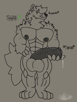 abs absurd_res animal_genitalia animal_penis anthro balls biceps big_balls big_muscles big_pecs big_penis bodily_fluids dripping equine_genitalia equine_penis erection expansion fur futuretemp genital_fluids genitals growth hand_on_hip hi_res holding_penis huge_balls huge_cock hyena hyper hyper_balls hyper_genitalia hyper_penis leaking_precum liam_(futuretemp) line_art looking_at_viewer male mammal markings muscles muscular muscular_anthro muscular_male nipples no_shading nude pecs penis precum precum_drip precum_on_ground precum_on_own_penis simple_background smile smiling_at_viewer smirk smirking_at_viewer solo spots spotted_body spotted_fur spotted_hyena spotted_markings standing tail text text_emphasis transformation