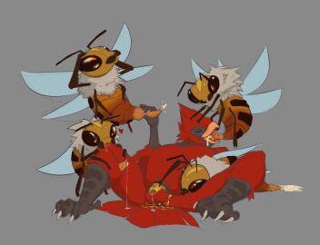 anthro arthropod arthropod_abdomen arthropod_abdomen_genitalia arthropod_abdomen_penis avian balls beak bee belly between_thighs bird bite bodily_fluids cardinal_(bird) chastity_cage chastity_cage_only chastity_device chastity_device_only claws closed_eyes cum cum_in_mouth cum_inside dripping egg_carrier ejaculation feathers fellatio filled_to_the_brim food genital_fluids genitals group group_sex hand_on_head hand_on_penis handjob honey_(food) hymenopteran insect_wings insects knot knotted_penis leaking leaking_cum leaking_precum leg_sex looking_down looking_pleasured lying male male/male mesmeristmina nude on_back open_beak open_mouth oral orgasm_face orgy oscine passerine penile penis precum precum_drip rory_(mesmeristmina) sex spread_legs spreading swollen tail tail_feathers unfinished wings