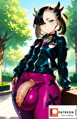 ai_generated exhibitionism flashing futanari goth_girl marnie_(pokemon) penis pokemon precum teenager