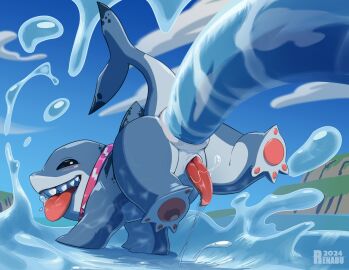 2d anal anal_orgasm anal_sex anthro anus ass bestiality bodily_fluids cum cum_in_ass cum_inside cumshot ejaculation feral gaping gaping_anus genital_fluids genitals hands-free hi_res jeff_the_land_shark land_shark_(species) male male_focus male_only marvel marvel_comics marvel_rivals open_mouth orgasm penetration penis raised_tail renabu sex solo solo_focus solo_male tail tapering_penis teeth tentacle tentacle_in_ass tentacle_penetration tentacle_sex tongue water