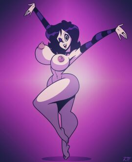 1girls ankh areolae arm_socks arms_up artist_signature bare_shoulders belt big_breasts black_eyes black_hair black_lipstick breasts cel_shading character_name chocker cleavage curvy curvy_female curvy_figure extended_arm eyelashes eyeshadow female full_body goth goth_girl highres leg_up looking_at_viewer naked naked_female nipples nude nude_female original original_character pale-skinned_female pale_skin pink_nipples purple_background rustysh4ckl3ford shaded shiny_eyes shiny_hair shiny_lips short_hair simple_background smile smiling smiling_at_viewer spread_arms standing thick_thighs tiptoes violetta_ravenwing voluptuous voluptuous_female white_skin wide_hips wink winking winking_at_viewer