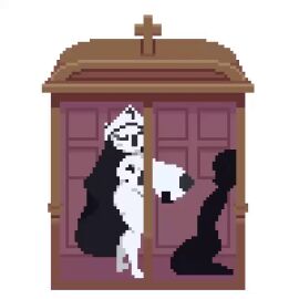 animated breast_sucking breasts confession_booth female loop pixel_animation simple_background