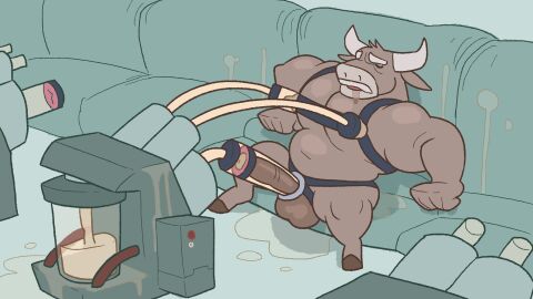 animated anthro balls boner bovid bull bunbunny_(artist) collecting_cum cum cum_milking erection forced_ejaculation forced_orgasm furry gif intense intense_orgasm lactation male male_lactation male_only milking milking_machine nude penis penis_milking penis_milking_machine penis_pump sitting smallsrabbit solo solo_male suction vacuum_suck