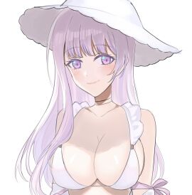 big_breasts blush breasts d4dj female izumo_saki kougami pointy_chin sunhat swimsuit