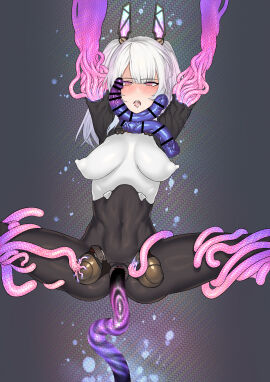 1girls ass blush breast_expansion breast_growth breast_growth_(enlargement) breast_inflation breasts clothed clothing cum cum_in_mouth female foursome karenina_(punishing:_gray_raven) machine male mind_break mind_control moriyasaki penis punishing:_gray_raven pussy robot_girl sagging_breasts sex solo tentacle tentacle_rape tongue tongue_out twintails vaginal_penetration white_hair yellow_eyes