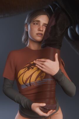 1girls 3d breasts brown_eyes brown_hair clothed ellie_(the_last_of_us) ellie_williams equine equine_penis female horse horse_penis horsecock interspecies male paizuri paizuri_under_clothes penis short_hair teeth the_last_of_us the_last_of_us_2 valenok zoophilia
