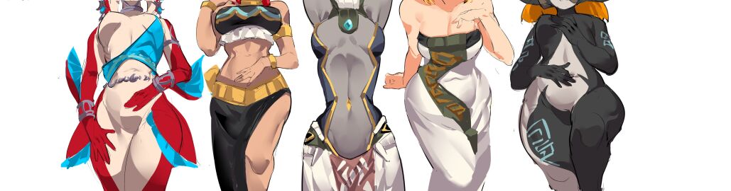 aspirindabaitu big_breasts breasts breath_of_the_wild character_request cleavage dress female female_only gerudo huge_breasts imp l5girls midna mineru mipha multiple_females multiple_girls princess_zelda riju tagme tears_of_the_kingdom the_legend_of_zelda thick_thighs twilight_princess whitewashed wide_hips zelda_(tears_of_the_kingdom) zonai