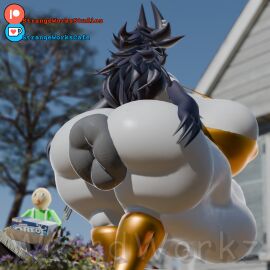 3d 3d_(artwork) anus anus_focus ass bald_male baldi baldi's_basics_in_education_and_learning big_anus big_ass big_belly big_breasts black-haired_female black_claws black_hair black_horns breasts claws fat_female female fundamental_paper_education golden_bikini green_shirt horns house huge_anus huge_ass hyper hyper_anus hyper_belly hyper_breasts hyper_butt light-skinned_female light-skinned_male long-haired_female male miss_circle_(fundamental_paper_education) mrweirdworkz oreo outdoors puffy_anus vore weirderworkz