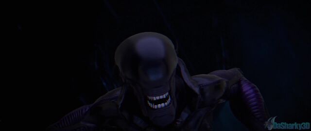 2boys alien alien_(franchise) anal_sex anthro ass balls big_penis blowjob dasharky3d deepthroat erection faceless_male fangs fellatio gay jerkingoff male male/male male_only muscular muscular_male open_mouth penetration penis sex standing standing_sex tagme video xenomorph