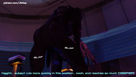 3d alien alien_genitalia alien_girl alien_humanoid asari comic comic_page english english_text female liara_t'soni mass_effect pussy turian vaginal_penetration vikhlop