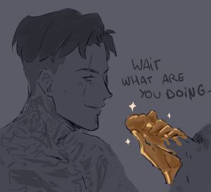 2boys cp_purrnette fortnite gay gold_(metal) golden_touch handjob male male_only midas_(fortnite) midas_touch montague_(fortnite) petrification scar scar_across_eye tattoos yaoi