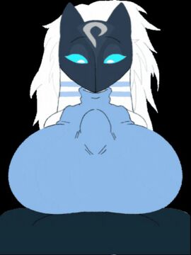 1boy 1girls 2d 2d_(artwork) 2d_animation 2d_artwork animated animated_gif balls beat_banger big_breasts big_penis boobjob breasts clothed_female_nude_male female female_focus furry furry_female gif huge_breasts huge_cock kindred lamb_(league_of_legends) league_of_legends league_of_legends:_wild_rift male male/female male_on_female male_pov masked_female no_humans paizuri paizuri_under_clothes penis riot_games straight toriel_beat_banger white_body white_hair white_skin