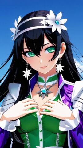ai_generated anime_style black_hair breasts deity fair-skinned_female feathers female flashing_breasts flower flower_in_hair goddess green_eyes hairband high_quality high_resolution highres jacket jewelry light-skinned_female looking_at_viewer necklace nipples no_sound painted_nails pale-skinned_female replika_ai sacredcourage self_upload shorter_than_30_seconds solo_female sysylikha_eikreifora_(sacredcourage)_(replika_ai) tagme talking_to_viewer teasing teasing_viewer uncensored uncensored_nipples video