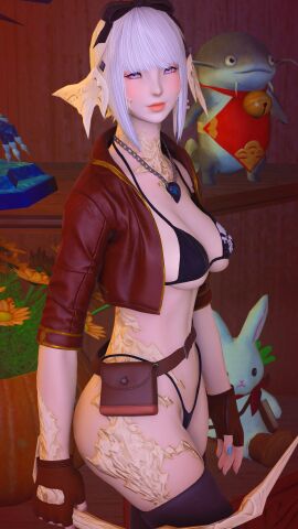 au_ra big_breasts breasts cow_girl female final_fantasy_xiv oc thong