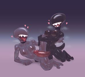 1futa 1girls abs alien_(franchise) areolae balls big_breasts big_penis black_body black_skin breasts choker clothing duo erection female femomorph futa_on_female futanari grey_body grey_skin huge_cock humanoid humanoid_penis ihopmug intersex kneeling muscular muscular_female nipple_piercing nipples no_eyes nude penis pierced_nipples piercing self_upload simple_face xenomorph