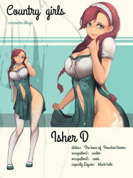 cleavage female green_eyes isher_(liangzi_tai_hongcha) jpeg liangzi_tai_hongcha oc original original_character wide_hips