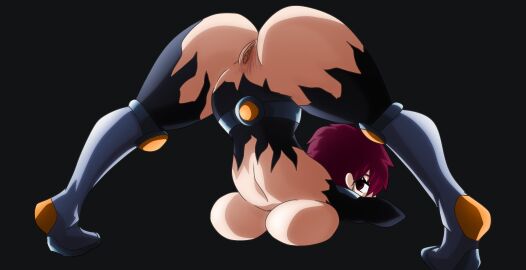 ass big_ass big_breasts big_butt breasts bubble_ass bubble_butt female jack-o_pose magenta_hair oc original original_character pubic_hair