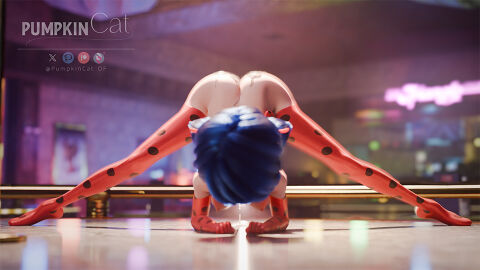 1girls 3d 3d_(artwork) artist_logo artist_name bare_ass blender blender_(software) blue_hair censored female female_only jack-o_pose ladybug_&_cat_noir:_the_movie ladybug_(character) marinette_dupain-cheng miraculous:_tales_of_ladybug_and_cat_noir miraculous_ladybug mosaic_censoring patreon_logo posing posing_for_picture posing_for_the_viewer posing_nude pumpkincat self_upload solo splits stripper stripping superheroine teenage_female teenager twitter_logo