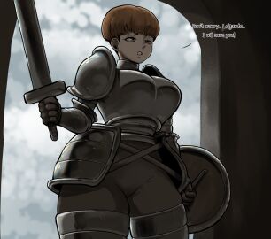 1girls big_breasts breasts busty curvaceous curvy curvy_body curvy_female curvy_figure d'arce d'arce_(fear_and_hunger) fear_and_hunger female female_knight huge_breasts imminent_anal imminent_rape knight large_breasts pulpawoelbo shield short_hair sword very_short_hair voluptuous