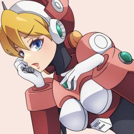 1girls alia blonde_hair blue_eyes breasts female gtmwd hand_on_breast jpeg mega_man mega_man_x mega_man_x_dive robot_girl