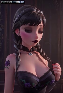 ai_generated anna_(frozen) big_breast breast dark_makeup disney frozen_(film) goth goth_girl redhenxx redhoney.ai redkitty tagme titty_drop video