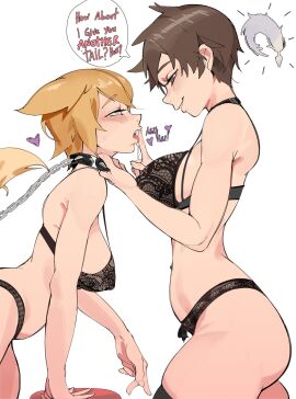 animal_ears animal_tail ass big_ass big_breasts big_butt big_thighs big_titties breasts brown_hair curvaceous curvaceous_female curvaceous_figure curvy curvy_figure curvy_hips female female_focus female_only lingerie original original_character puraraw short_hair text underwear yellow_hair