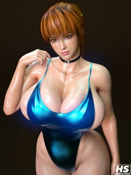 1girls 3d big_breasts breasts busty dead_or_alive female female_only hagiwara_studio kasumi_(doa) one-piece_swimsuit orange_eyes orange_hair swimsuit tagme thick_thighs wide_hips