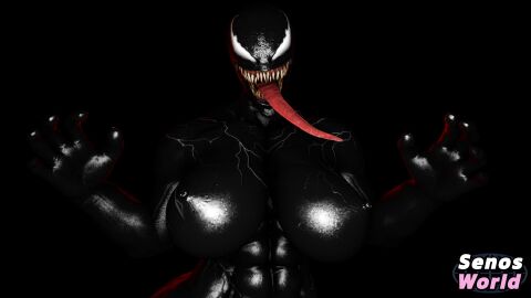 2024 3d abs areola areolae ass big_ass big_breasts breasts busty claws dark_room darkness fangs female female_focus female_only hi_res high_resolution highres horror hourglass_figure large_ass large_breasts long_tongue marvel marvel_comics muscular muscular_female nipples sfmseno she-venom smile smiling smiling_at_viewer source_filmmaker symbiote tongue tongue_out venom_(marvel)