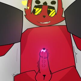 1boy anthro artist_request blocky_body bodily_fluids cum duo first_person_view fur genital_fluids glowing glowing_cum glowing_eyes humanoid male male/male pinned pinned_to_ground red_body red_fur roblox robloxian shaded silly_con_chaos simple_background simple_shading sounding_beads source_request unusual_bodily_fluids unusual_cum unusual_genital_fluids urethral