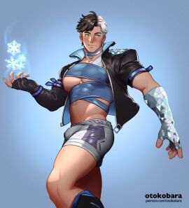 1boy bara big_pecs bulge bulge_through_clothing erection genderswap genderswap_(ftm) luna_snow luna_snow_(marvel_rivals) male male_luna_snow male_only marvel marvel_comics marvel_rivals muscular nipples otokobara rule_63 solo solo_male thick_thighs yaoi
