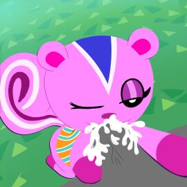 animal_crossing anthro bedroom_eyes bodily_fluids cum cum_in_mouth cum_inside duo excessive_cum excessive_genital_fluids fellatio female genital_fluids genitals grey_penis hi_res male male/female mammal narrowed_eyes nintendo one_eye_closed oral peanut_(animal_crossing) penile penis pink_body rodent sciurid seductive sex squirrel squirrel_tail tree_squirrel weirdkoaladream