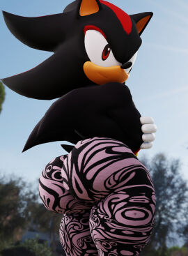 3d 3d_(artwork) anotherdrew anthro anthro_only ass big_ass big_butt bubble_ass bubble_butt flare_pants forbidden_pants furry furry_only highres male male_only sega self_upload shadow_the_hedgehog sonic_(series) sonic_the_hedgehog_(series) tight_pants tights