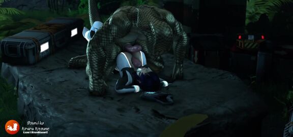 3d animated asian bodysuit boobjob breasts dead_or_alive femdom forest geministarsign high_heels interracial interspecies kaminakirei kirara_kitsune lizard lizard_humanoid lizardman nyotengu paizuri scales sound source_filmmaker tagme tail video