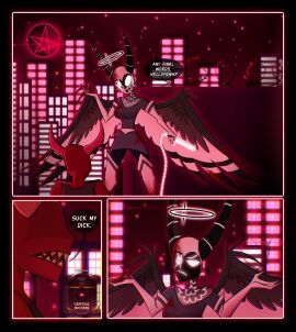 angel angel_halo angel_wings before_sex comic comic_page exorcist_(hazbin_hotel) female funny halo hazbin_hotel im_ameraj male male/female oc original_character sketch wings