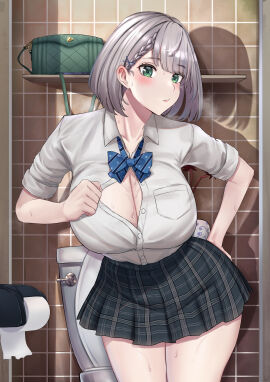 1girls female hololive hololive_fantasy hololive_japan lewdlinly no_bra shirogane_noel shirt skirt virtual_youtuber vtuber