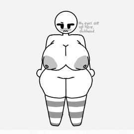 1girls big_breasts black_and_white bomboclat breasts breasts_bigger_than_head breasts_out circle_hands circle_head female female_focus female_only ginormous_breasts gray_background huge_thighs humongous_breasts insulting_viewer kneehigh_socks kneehighs massive_breasts monochrome my_eyes_are_up_here myhickduge nipples no_feet no_hair nude nude_female self_upload simple_background simple_eyes socks socks_only solo solo_female solo_focus stick_figure stickman stickwoman stockings stockings_only striped_legwear striped_socks striped_stockings thick_thighs thighs unnamed_character white_body wide_hips