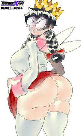 1girls alternate_version_available ass big_ass big_breasts black_hair blackchaos64 breasts clothing color colored crown dress evil evil_grin evil_smile fairy fairy_queen female glasses grin grinning hair_ribbon huge_ass huge_breasts kirby_(series) kirby_64 light-skinned_female light_skin long_sleeves looking_back nintendo opaque_glasses queen_ripple red_eyes shiny_hair skirt_lift smirk solo standing thick thick_ass thick_thighs thighhighs twin_braids