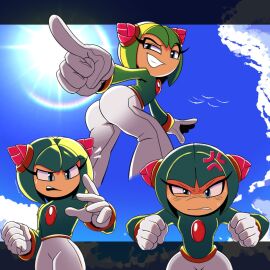 1girls aged_up angry ass confused cosmo_the_seedrian female fully_clothed looking_at_viewer not_porn sky sonic_(series) sonic_x