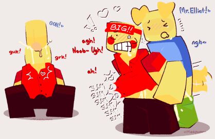 2boys anal blocky_body cum elliot_(forsaken) english_text forsaken_(roblox) meepware noob_(forsaken) onomatopoeia oral pants_down penis roblox roblox_game robloxian sex sucking_penis tagme text