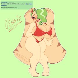 big_breasts big_hair body_blush breasts catmeleon1 dandy's_world dandy's_world_modded female jessie_(dandy's_world_modded) oc pervert_female red_clothing sexy_body sexy_pose