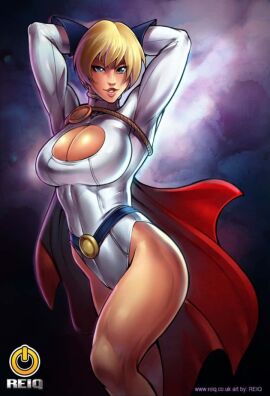 1girls 2d 2d_(artwork) arms_behind_head arms_up big_breasts blonde-haired_female blonde_female blonde_hair blue_eyes boob_window breasts cape cleavage cleavage_cutout curvy dc dc_comics female female_only heroine huge_breasts justice_league kara_zor-l karen_starr large_breasts leotard light-skinned_female light_skin long_sleeves looking_back pinup pose power_girl red_cape reiq short_hair signature solo solo_female standing superheroine superman_(series) text v-cut voluptuous_female white_clothing white_leotard year_request