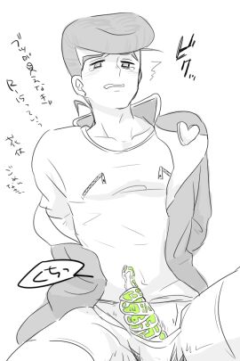 1boy diamond_is_unbreakable hierophant_green jojo's_bizarre_adventure josuke_higashikata male male_only penis solo stand_(jjba) tentacle tentacle_in_penis tentacle_masturbation