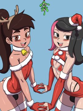 bulge darkeros13 femboy guy_hamdon male male_only marco_diaz mistletoe ponytail princess_marco santa_dress shezow shezow_(character) star_vs_the_forces_of_evil