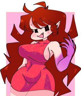 auburn_hair big_breasts breasts female friday_night_funkin girlfriend_(friday_night_funkin) marblemaple5 tagme thick_thighs