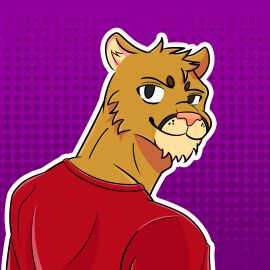 anthro clothing cougar feline furry_ears head_tuft male mammal muscular muscular_anthro muscular_male neruk pink_nose smiling_at_viewer spiky_hair spotted_markings tan_fur whisker_markings whisker_spots yellow_body yellow_fur